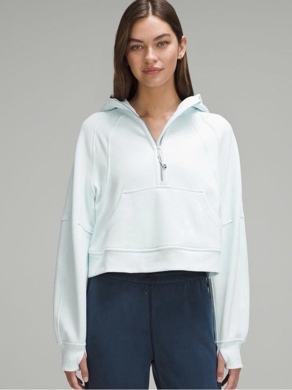 Lululemon Scuba Oversized Half Zip Hoodie Sheer Blue M/L SQUARE DOT